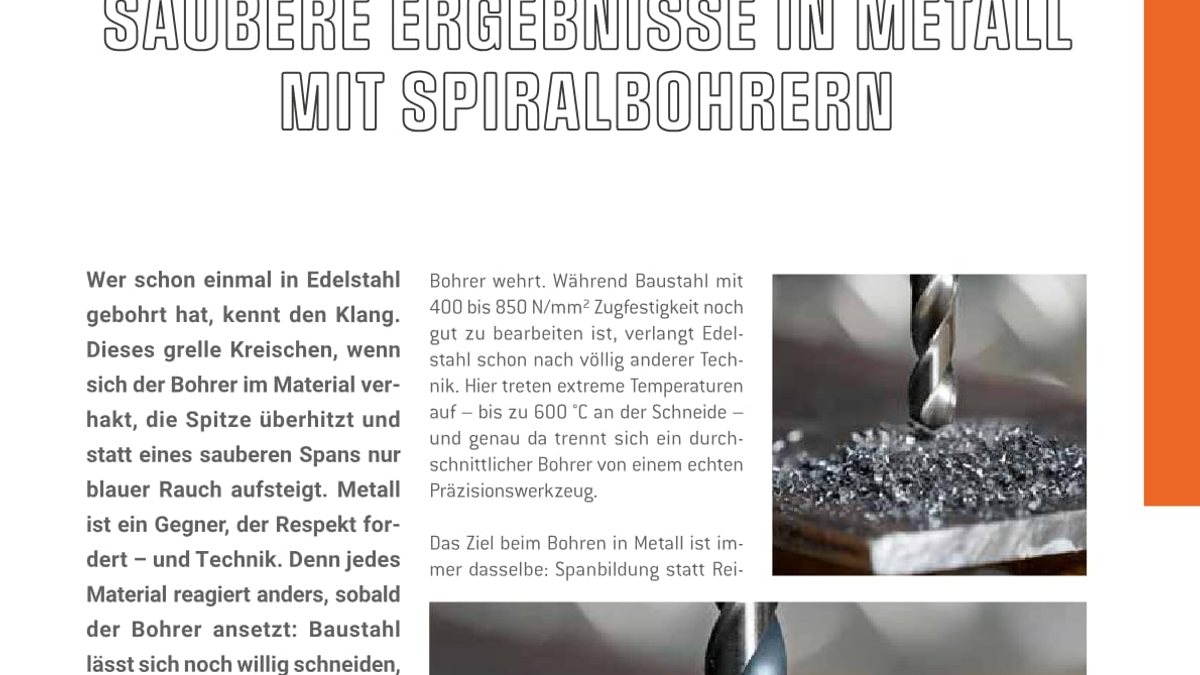 Präzision unter Druck: Saubere Ergebnisse in Metall mit Spiralbohrern